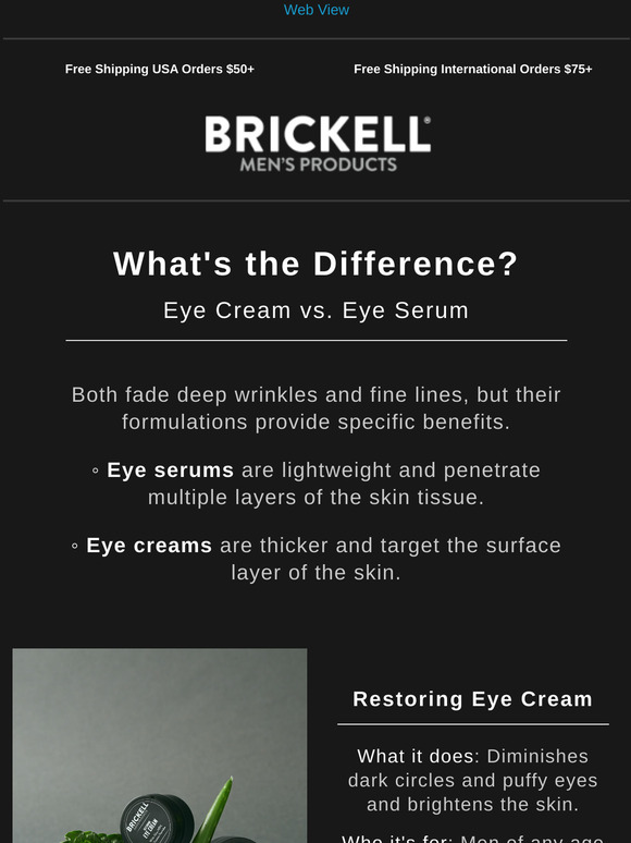 Brickell Men's Products Eye Cream vs Eye Serum What's the Difference