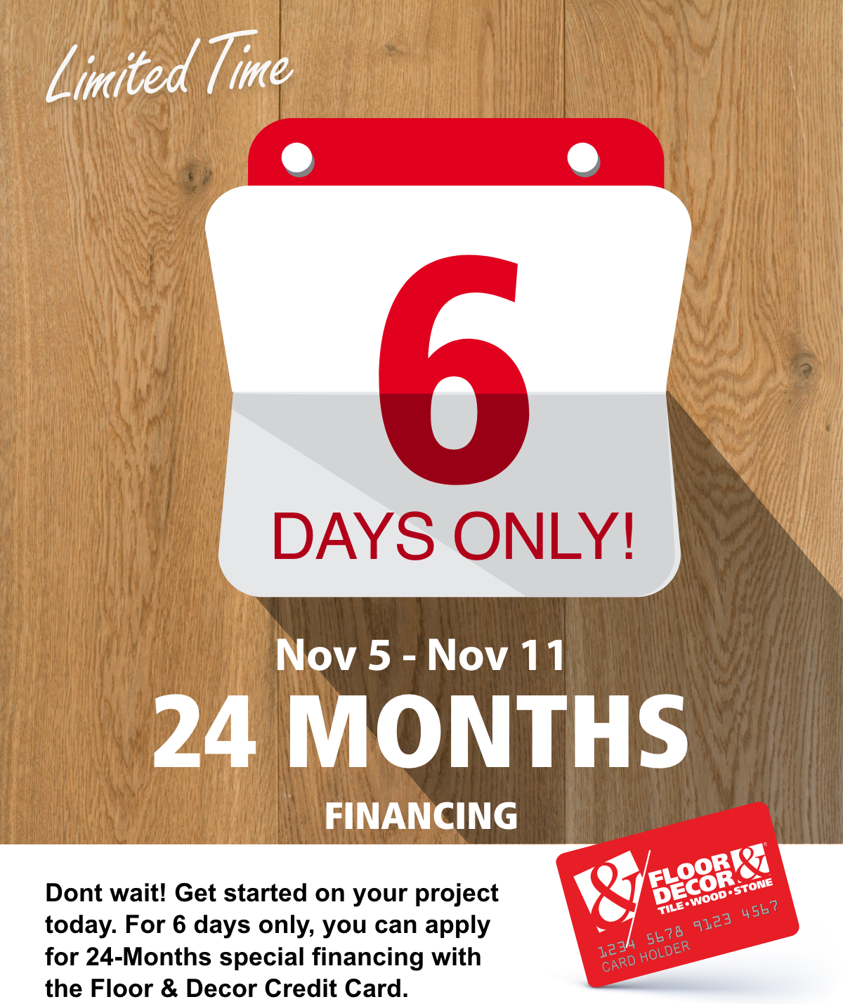 flooranddecor.com: 24-Months Special Financing For 6 Days Only | Milled