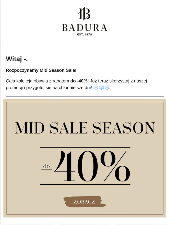 💥 Mid Season Sale do -40% w Badura ❗️