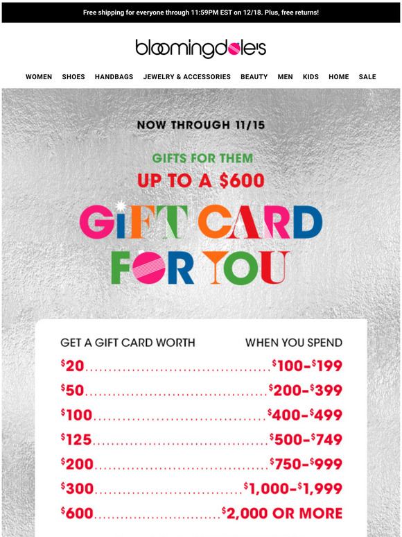 Bloomingdale S Get A Gift Card Worth Up To 600 Milled