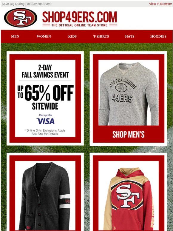 San Francisco 49ers Team Shop Up to 65 Off 49ers Gear 2 Days Only