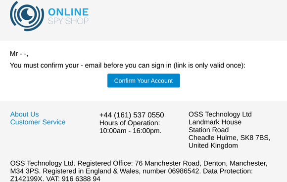 Please confirm your OSS Technology Ltd account