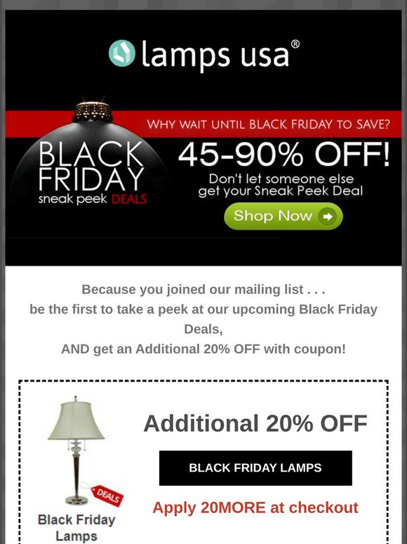 Lampsusa Sneak A Peek At Black Friday Deals And Get An Extra 20 Off At Checkout Milled