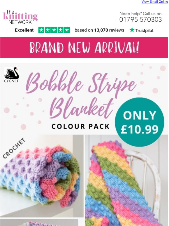 The Knitting Network NEW CROCHET Blanket Kit Bobble Stripe Blanket