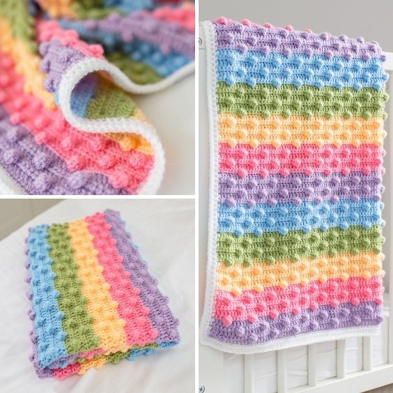 The Knitting Network NEW CROCHET Blanket Kit Bobble Stripe Blanket