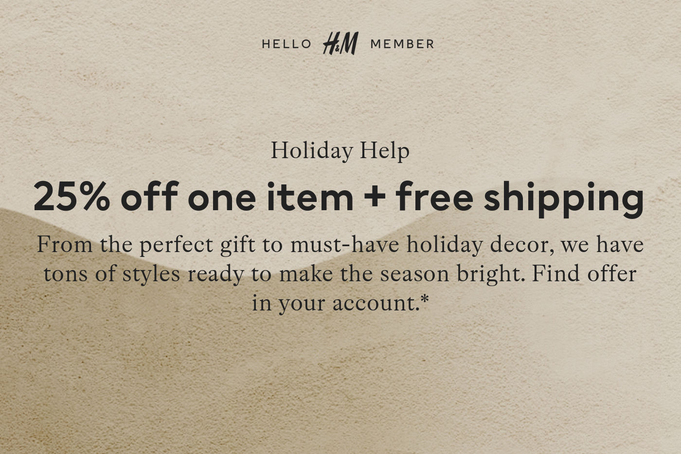 h&m 25 off one item