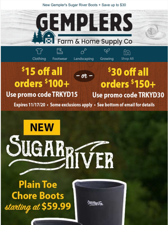 Gemplers Save up to 30 + New Gempler's Sugar River Chore Boots Milled
