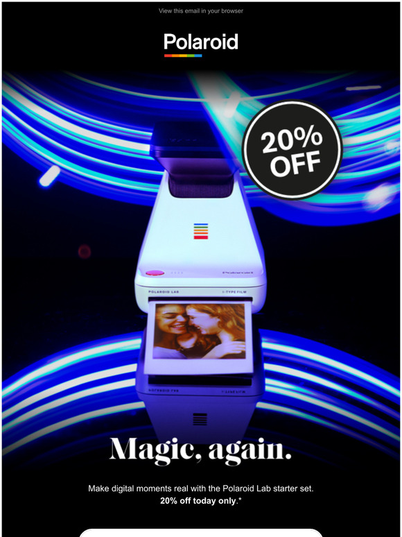Polaroid Originals 20 off the Polaroid Lab starter set. Ends today
