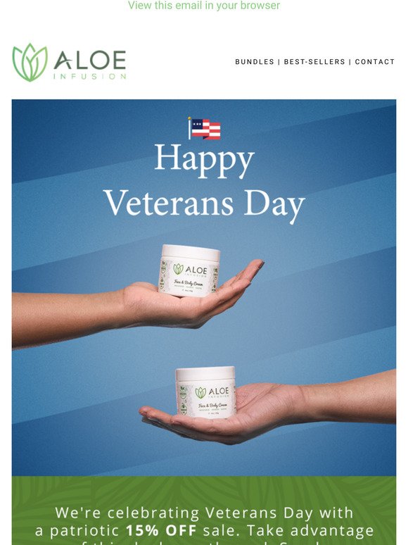 🎇 Celebrating Veteran's Day with 15% OFF! 🎇