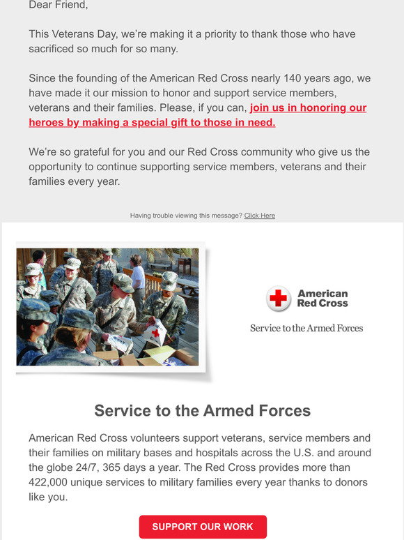 American Red Cross On Veterans Day A Service To The Armed Forces Story Milled