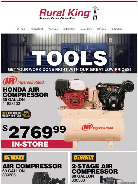 Rural Unbeatable Deals on Air Compressors! Milled