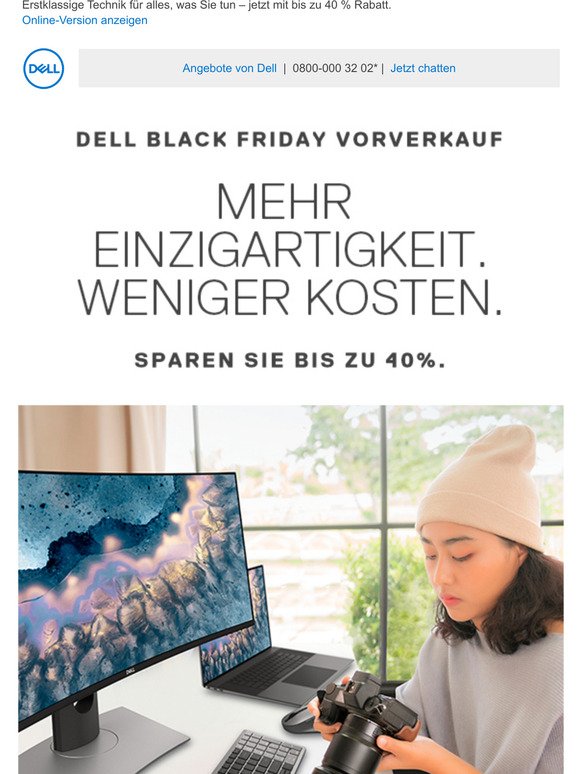Profitieren Sie schon jetzt vom Dell Black Friday Vorverkauf.