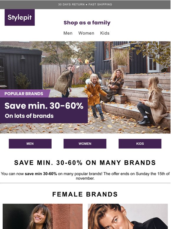 Save min. 30-60% on ALL from popular brands