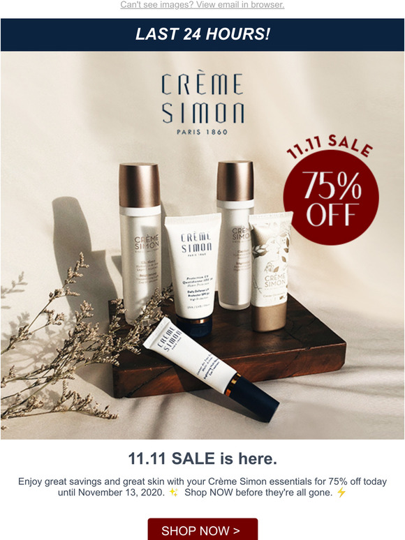 [ENDS TODAY] 11.11 SALE ✨ 75% off on Crème Simon favorites