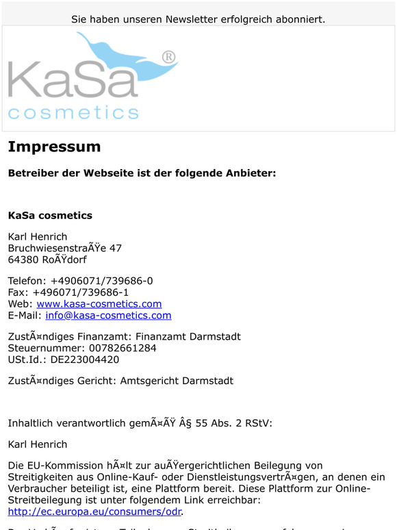 Newsletter Anmeldung erfolgreich