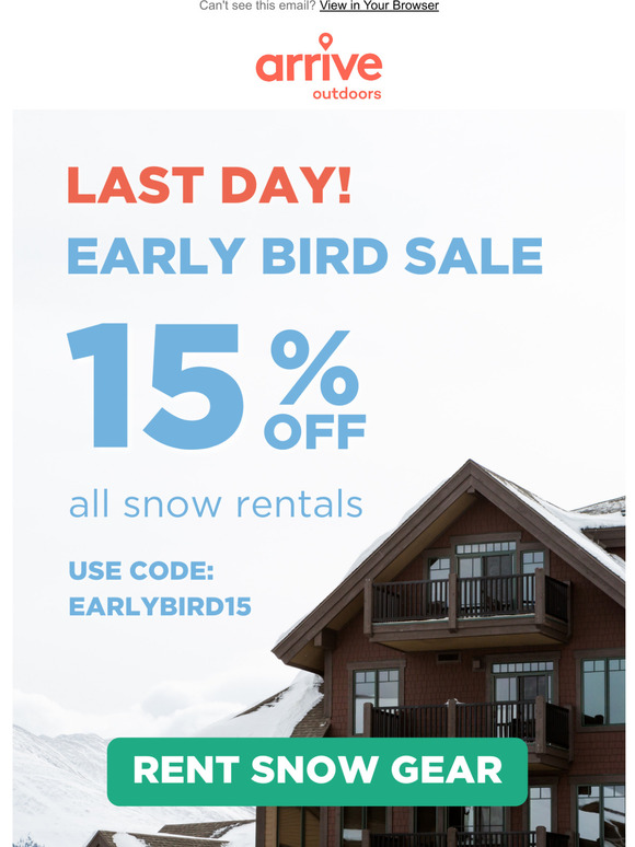 LAST DAY: 15% Off Winter Rentals
