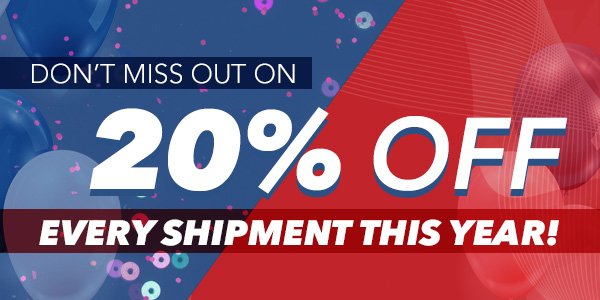 Sign up for 20% off Shipping for the rest of 2020