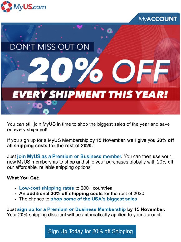 There's Still Time! Join Today for 20% off all Shipments in 2020