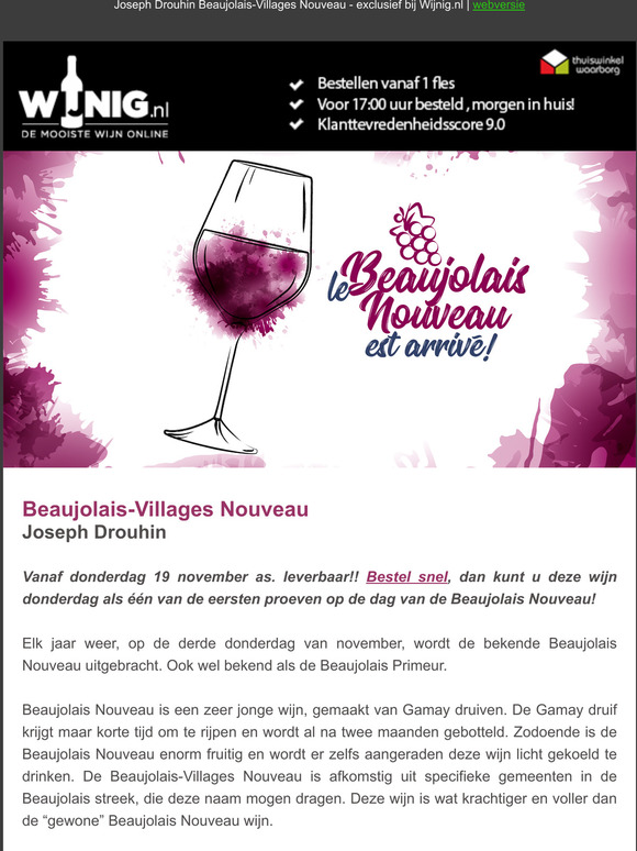 Dag van de Beaujolais-Villages Nouveau - 19 november 2020