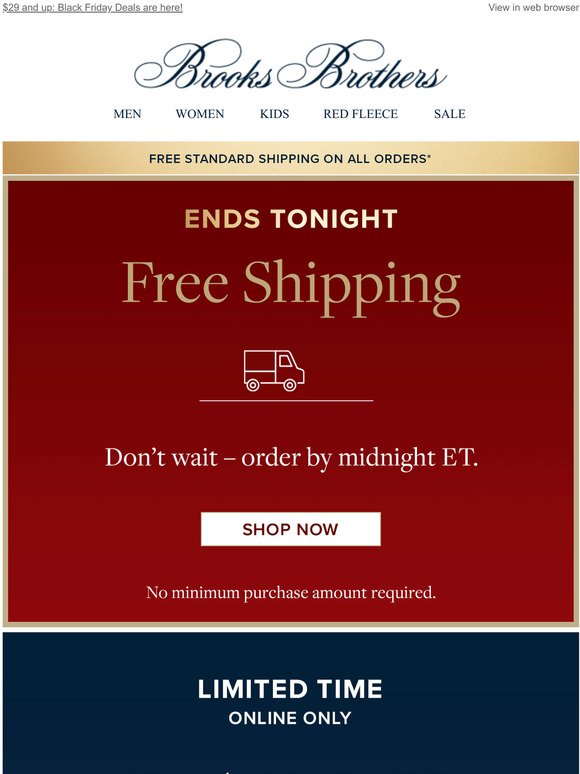 brooks brothers free shipping