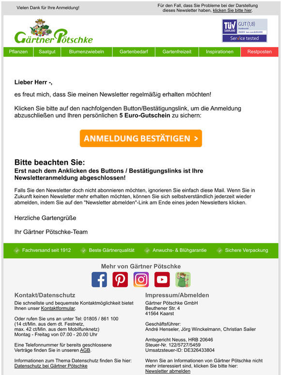 Bitte bestätigen Sie Ihre Newsletter-Anmeldung!