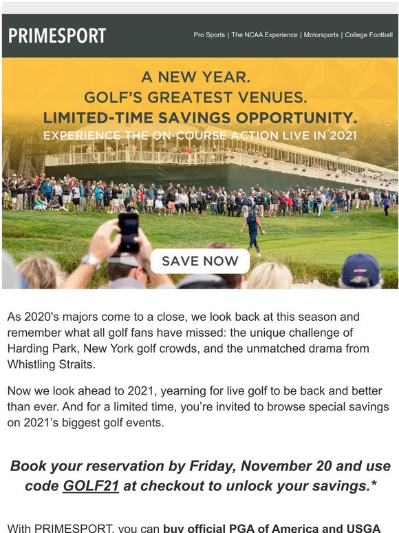 Plan Ahead For 2021: Save On Golf Ticket & Travel Packages With PRIMESPORT