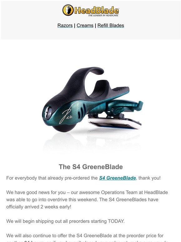GreeneBlade Arrived Early – Last Chance to Order at Pre-Order Rate!