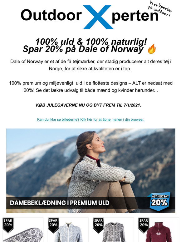 outdoorxperten.dk: 100% & 100% naturlig! Spar 20% på Dale of Norway 🔥 | Milled