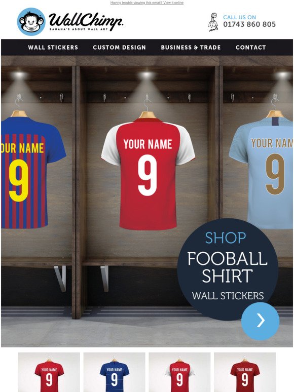 A Fab Christmas Present For Footy Fans - Personalised Football Shirt Wall Sticker