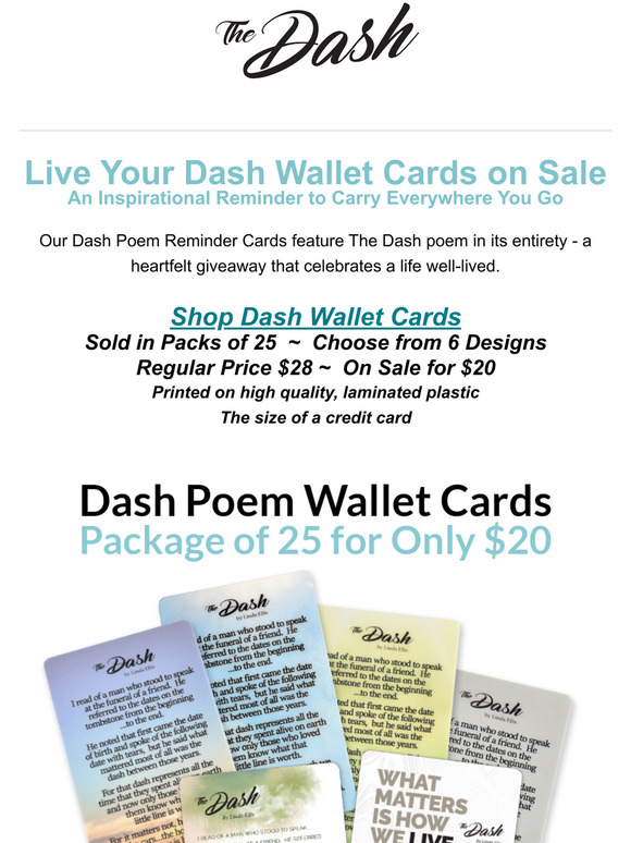 Inspire Kindness: SALE: Dash Poem Wallet Cards | Milled