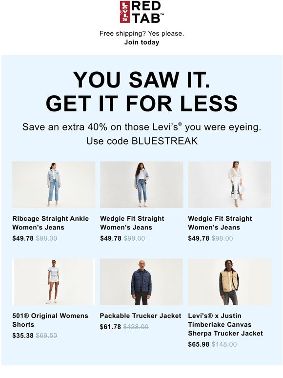 levi's 20 off email