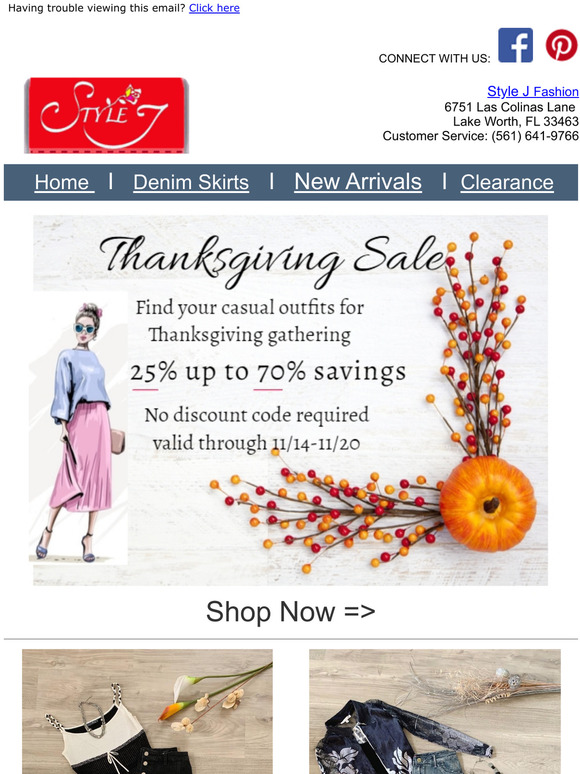 Reminder: We're giving thanks with 25% up to 70% savings