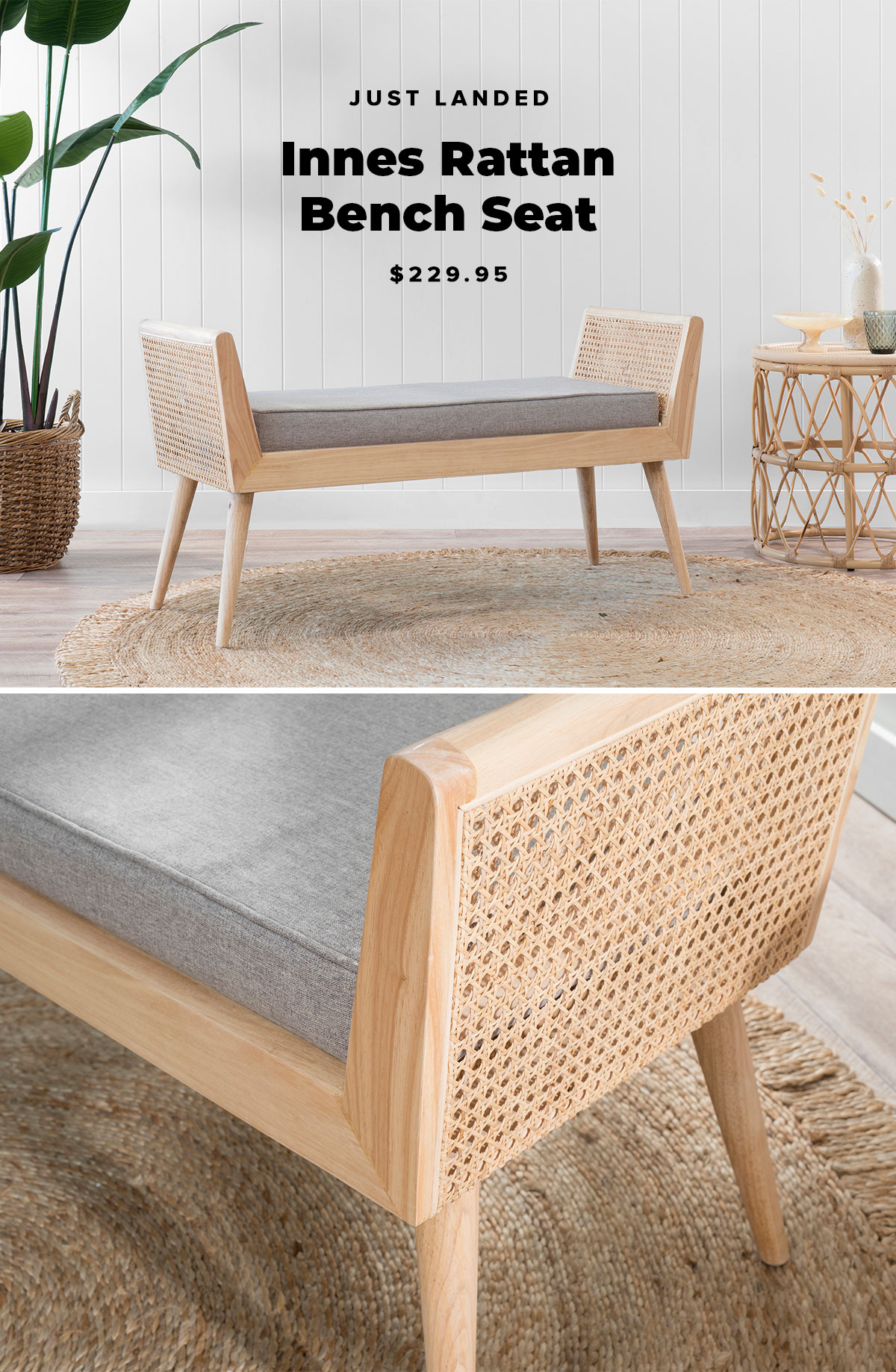 innes rattan bench seat