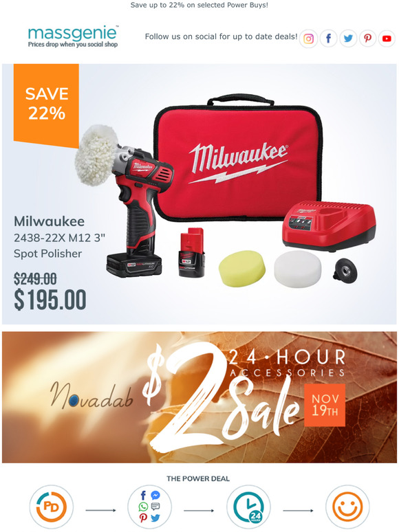 Deal Of The Week: Milwaukee 2438-22X M12 3" Spot Polisher For $195.00