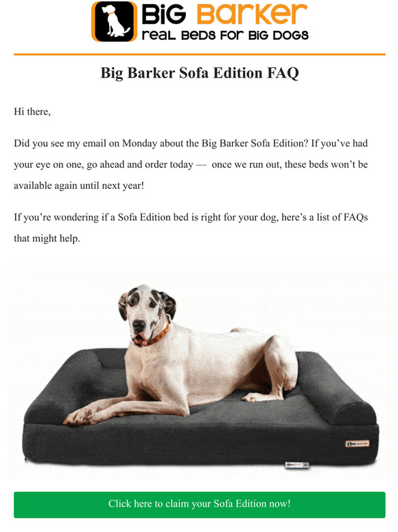 Big Barker FAQ Big Barker Sofa Edition Milled