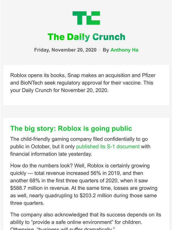 Techcrunch Daily Crunch Roblox Is Going Public Milled - numbers censored in roblox