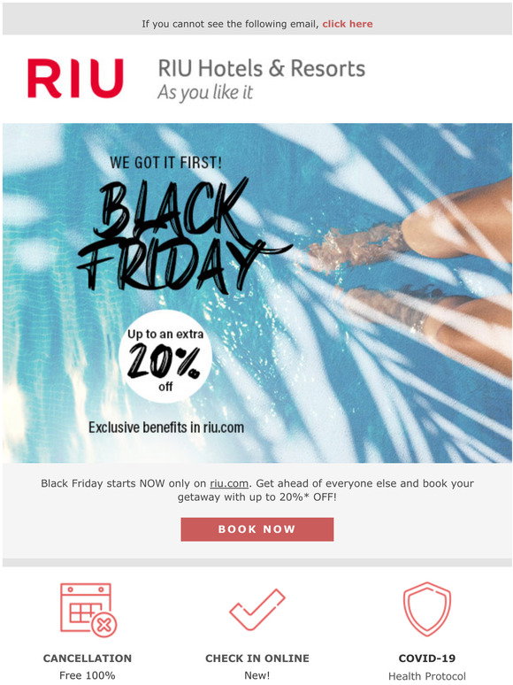 Riu Hotels & resorts Early access to Black Friday deals! Up to an