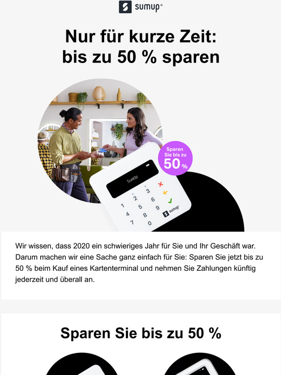 Bis zu 50 % auf SumUp Kartenterminals
