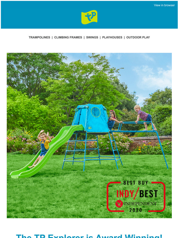 tp hill top wooden tower playhouse with slide