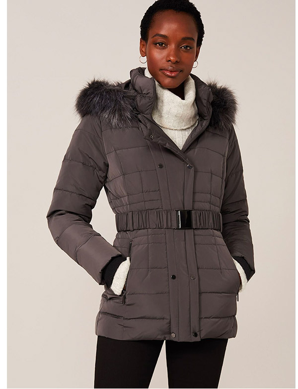 elouise buckle long puffer coat