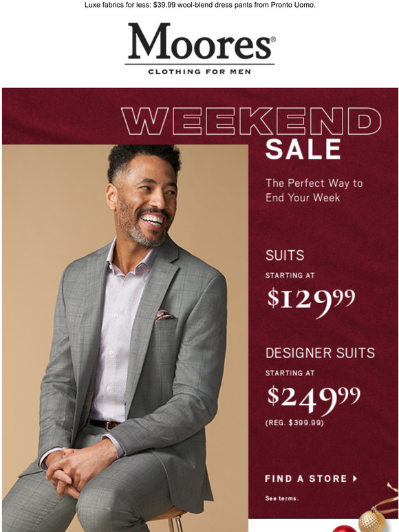 Moores Clothing: The Weekend Sale is on. Save an extra 30% off ...