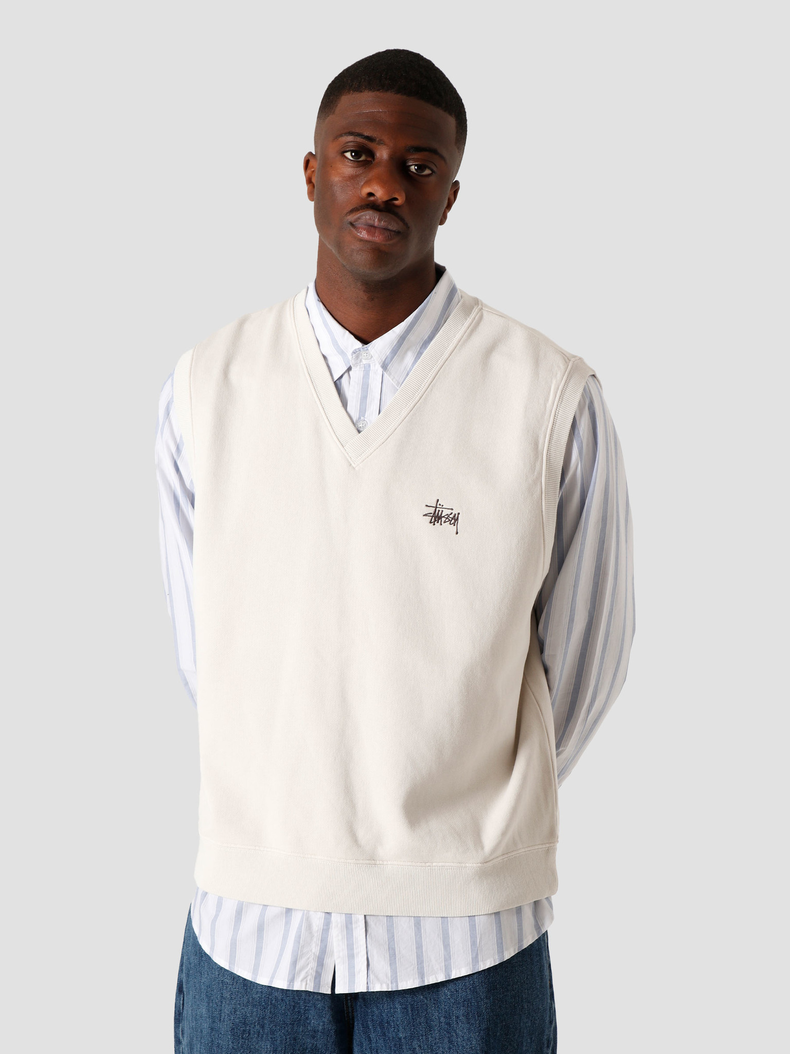 stussy fleece vest natural