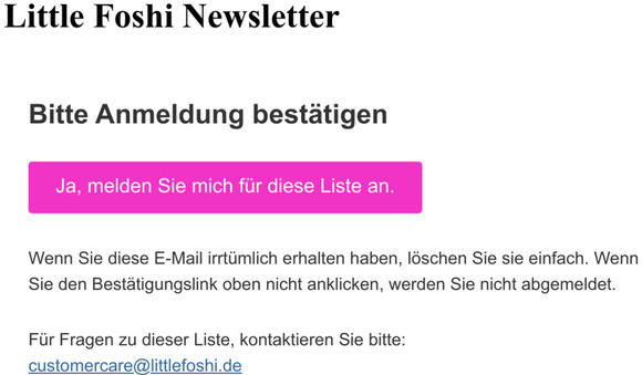 HAUPTLISTE LITTLE FOSHI: Bitte Anmeldung bestätigen