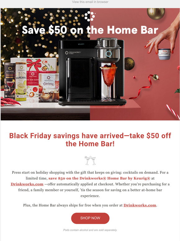 Drinkworks: Take $50 off the Home Bar 