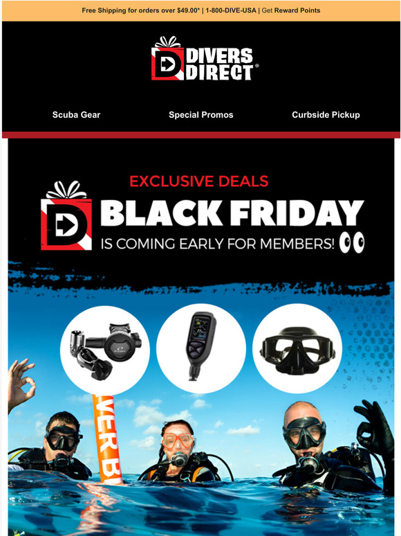 Divers Direct Exclusive Deals Black Friday is coming Early for Members Milled