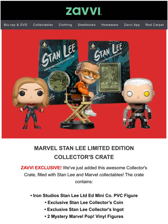 Stan Lee Limited Edition Marvel Collectors Crate Pop Vinyls Coin Ingot