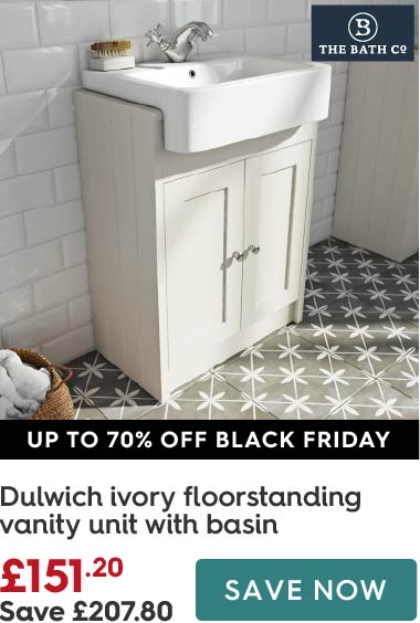 The Bath Co Dulwich stone ivory floorstanding vanity unit with semi recessed basin 600mm The Bath Co Dulwich stone ivory floorstanding vanity unit with semi recessed basin 600mm