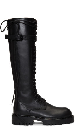 ann demeulemeester black oversized sole tucson lace-up boots