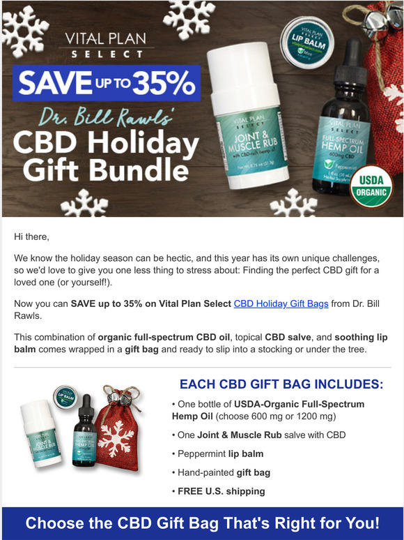 CBD Gift Sale! ~ Save up to 35% on CBD Holiday Gift Bundles