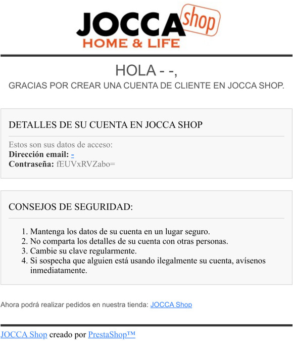 [JOCCA Shop] ¡Bienvenido!